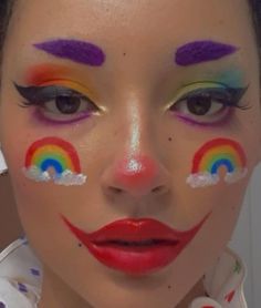 Ig: anihcul #clowncore #clownpunk #kidcore #clownmakeup Kidcore Makeup, Rainbowcore Aesthetic, Clown Character, Kandi Kid