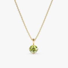 Yellow Gold Prong Set Peridot Necklace Luxury Formal Peridot Necklace, Luxury Peridot Birthstone Necklace, Luxury Peridot Pendant Necklace, Gemstone Setting, Peridot Pendant, Peridot Necklace, Solid Gold Necklace, Peridot Stone, August Birthstone