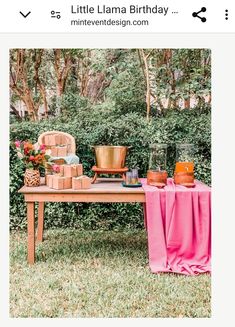 a table topped with lots of pots and pans on top of a wooden table