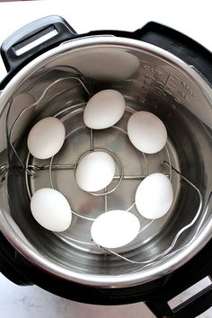 eight hard boiled eggs in an electric pressure cooker