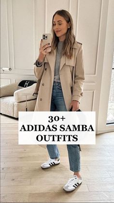 Check out 30 Adidas Samba outfits you can't miss on Pinterest right now! From trendy Samba Adidas outfits and chic Adidas Samba looks to pairing them with Skandinavian fashion, there's something for every style. Try a casual Samba outfit with baggy jeans or go for a cozy fall outfit with a cardigan. Explore winter outfit ideas, like a black jeans women outfit or stylish outfits with a white cardigan. Perfect inspo for back to school and beyond! Buisness Casual Outfits, Adidas Samba Outfits, Samba White, Adidas Samba White, Samba Outfits