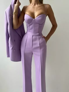 Urban High Waist Plain Fashion Pants Tux For Women, Plain Fashion, Elegant Outfit Classy, Stylish Work Attire, Fashion Bottoms, Purple Outfits, Diy Clothes Life Hacks, Pantsuits For Women, Flared Trousers