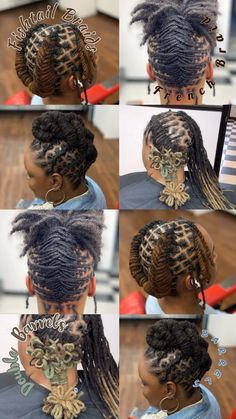 Instagram Short To Medium Loc Styles, Loc Updo Shaved Sides, Locs Shoulder Length Styles, Loc Extensions Styles For Women, Loc Updo Styles Short Women, Loc Hairstyles For Short Hair, Two Ponytails With Locs, Shoulder Length Dread Hairstyles