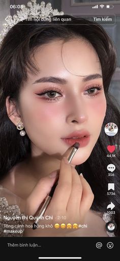 Korean Makeup Bridal, Vietnamese Makeup Looks, Make Up Perpisahan, Debut Make Up Look, Make Up Looks Korean, Hd Makeup Looks