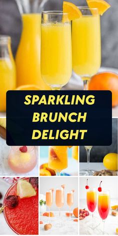 sparkling brunch delight collage with oranges, lemons and cranberries