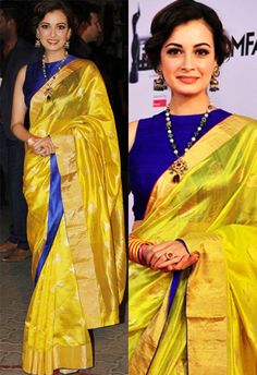 Brand RAW MANGO is Hautest Ethnic Fashion Label in Town Diya Mirza, Blouse Designs High Neck, Gudi Padwa, Saree Draping Styles, Dia Mirza, Raw Mango, Purple Saree, Simple Sarees