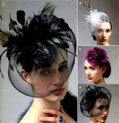 Fascinator Hats Pattern Vogue V8868 Womens by CynicalGirl on Etsy, $17.00 Horse Hair Braiding, Birdcage Veils, Hats Pattern, Tea Hats, Victorian Hats, Ascot Hats, Metal Headband, Diy Hat, Hair Braid