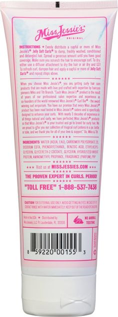 Curl enhancing cream gel makes your curls smooth, soft and shiny all in one step Economical gel lets a little product go a long way Medium hold hair gel that will not dry hard, leaving hair soft and supple Mousse Vs Gel For Curly Hair, Miss Jackies Hair Products, Miss Jessie’s Pillow Soft Curls, Miss Jessie’s Jelly Soft Curls, Curl Defining Mousse, Miss Jessies, Styling Gel, Hair Detangler, Soft Curls