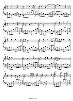 sheet music for the piano with notes and notations, including two lines in different positions