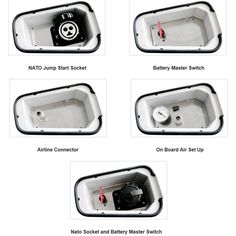 four different views of the inside of a boat with instructions on how to use it