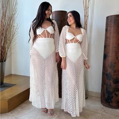 It’s Giving Thousand Dollar Patio Realness At A Fraction Of The Price And I Am Here For It. The Gorgeous Cute In Cabo Cream Crochet Maxi Dress Is The Perfect Dress To Wear At A Resort And Act As If You Are In The White Lotus. This Cream Crochet Maxi Dress Has A Padded Bra And Bodysuit Bottom With A Snap Closure At The Bottom. The Back Of The Neck Also Has A Tie That You Can Adjust So You Don’t Have To Worry About The Long Sleeves Slipping Off. 100% Acrylic Size S: 2-4 Size M: 6-8 Size L: 10-12 Beige Crochet Dress For Beachwear, Chic Crochet Dress For Beach Cover-up, Elegant Crochet Dress For Beach Season, Long Sleeve Hollow Out Beachwear Dress, Long Hollow Out Dresses, Fitted Crochet Dress For Brunch, Hot Pink Long Dress, Summer Maxi Dress Floral, Sequin Halter Dress