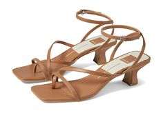 Dolce Vita Baylor - Women's Shoes : Caramel Leather : Step out in chic style in the Dolce Vita Baylor sandals. Adjustable buckle closure at ankle. Square, open toe silhouette. Chunky kitten heel. Leather upper. Man-made lining. Man-made outsole. Imported. Measurements: Heel Height: 2 in Platform Height: 1 2 in Product measurements were taken using size 7, width M. Please note that measurements may vary by size. Chic Brown Sandals With Penny Strap, Beige Almond Toe Kitten Heels For Summer, Chic Brown Heels With Straps, Chunky Kitten, Dolce Vita White Heels, Dolce Vita Noles Heels, Dolce Vita Baylor Heels, 4-inch Almond Toe Kitten Heels With Medium Width, Dark Gold