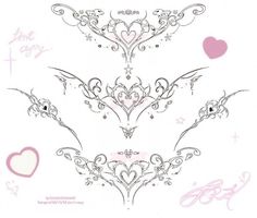 an image of some fancy designs on a white background with pink hearts and stars in the middle