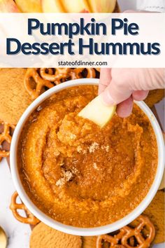 pumpkin pie dessert hummus in a white bowl