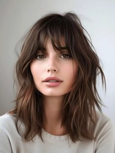 Boho Haircut Medium, Haircut With Fringe Bangs, Medium Layered Bob With Bangs, Long Bob Bangs, Short Hair With Fringe, Short Hair And Bangs, Long Bob With Fringe, Haircuts And Color, College Hair