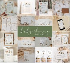 the baby shower bundle includes cards, envelopes and other items