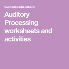 Auditory Processing worksheets and activities Speech Therapy Games, Improve Communication Skills, Therapy Games, Speech Therapy Materials, School Success