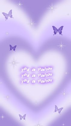 a purple heart with butterflies flying around it and the words, you are a valor