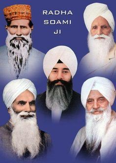 six men with white turbans and long beards are shown in this poster