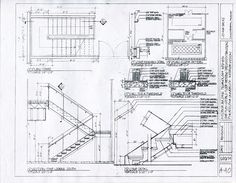 an architectural drawing shows the steps, railings and other details in this plan for a home