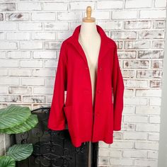 Step out in style this winter with this vintage 80s Kristen Blake coat.  Crafted from the finest merino wool, it is designed for a durable and luxurious wear.  The classic buttondown silhouette, along with eye-catching red color and knee-length hem make it both attractive and stylish.  Whether you're looking for a nice night out or going about your everyday outfit, this coat has you covered!   - Vintage 80s Kristen Blake Coat   - Red   - large front pockets   - Knee Length   - Buttondown   - Merino Wool   - Size Small (looks to have an o resized fit, please see measurements)   - Excellent preloved vintage condition! please see Pat pic for small wear spot on wool at lower back of jacket.    *all measurements are approximate *bundle and save *open to offers 100% merino wool Measurements Flat Nice Night, Knee Length Coat, Everyday Outfit, Winter Wear, Wool Coat, Everyday Outfits, Red Color, Merino Wool, Favorite Outfit