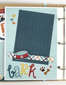 an open scrapbook with dog images on it