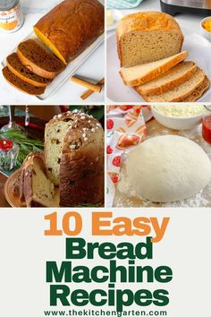 the collage shows different types of breads and other items for making homemade bread