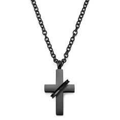 * Surgical-grade stainless steel 
 * Lightweight chain for men 
 * Secure lobster clasp Black Stainless Steel Jewelry With Black Enamel, Metal Jewelry With Black Band For Gift, Modern Matte Black Jewelry For Gifts, Modern Matte Black Jewelry As A Gift, Modern Matte Black Jewelry As Gift, Everyday Metal Cross Jewelry, Adjustable Matte Black Modern Jewelry, Modern Matte Black Adjustable Jewelry, Modern Stainless Steel Jewelry With Black Band