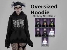 the hoodie is designed to look like it has many different faces and hair colors