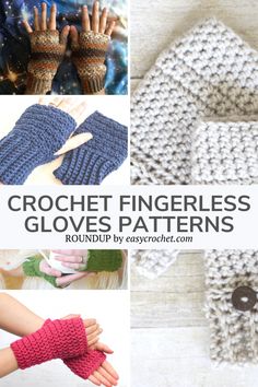 crochet fingerless gloves and mittens with text overlay