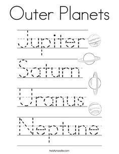 the outer planets worksheet is shown in black and white with an image of saturn