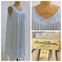 Find many great new & used options and get the best deals for MISS ELAINE Blue Nylon Sheer Full Sweep Short Nightgown Floral Embroidery L EUC at the best online prices at eBay! Free shipping for many products! Embroidered Nightgown For Spring, Embroidered Summer Nightgown, Sheer Material, Thrift Shopping, Sleepwear Robe, Floral Embroidery, Night Gown, Women Accessories, Things To Sell