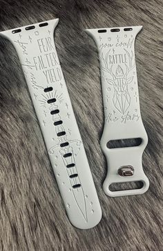 "Throne of Glass fans!!  - Water Resistant & Skin-Smooth - This sport Apple Watch series 3 bands are made of durable and soft silicone material, smooth & very comfortable, which can prevent skin from irritation. - Button Closure - The stylish wristbands compatible with Apple Watch Series bands are pin-and-tuck closure design - Sport bands compatible with Apple Watch band 38mm 40mm 42mm 44mm 41mm 45mm 49mm  - Size: S/M Suitable for 5.1\"-7.1\" (130mm-180mm) wrist; M/L Size: Suitable for 5.9\"-7.9 Customizable Adjustable White Apple Watch Band, Bestie Bracelets, Glass Apple, Apple Watch Series 3, Apple Watch 38mm, 38mm Apple Watch Band, Throne Of Glass, Custom Watch, Watch Faces