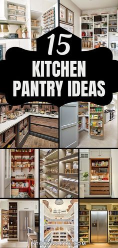 the kitchen pantry is organized with lots of different types of shelves and drawers in it