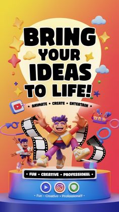 an advertisement for the movie bring your ideas to life, featuring characters from various films