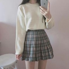 Korean Fashion Outfits, Genesis 3, Kawaii Fashion Outfits, Korean Fashion Women, Korean Girl Fashion, Korean Fashion Trends, Ulzzang Fashion, Fashion Weeks, Plaid Skirt