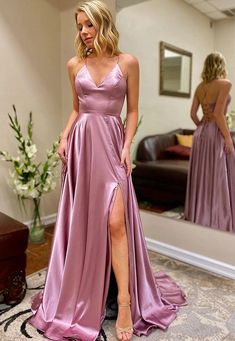 Prom Dress With Pockets, Simple Prom Dress Long, Cheap Prom Dresses Long, Silk Clothing, Graduation Party Dresses, Bandage Dresses, Prom Dresses With Pockets, Spaghetti Strap Prom Dress, Graduation Dresses