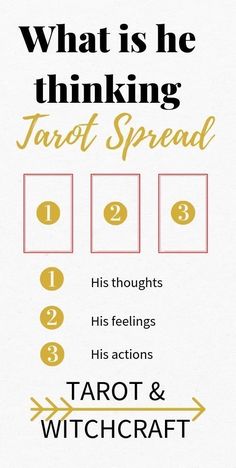 what is he thinking about? tarot spread info sheet with instructions on how to read it