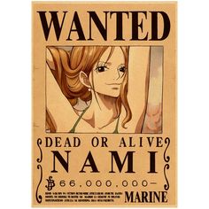 a wanted dead or alive nami poster