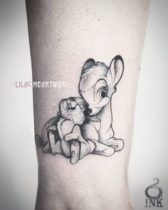 Bambi Tattoo, Bambi Thumper, Bunny Tattoos, Floral Tattoo Sleeve, Cute Little Tattoos