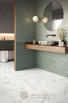 a bathroom with two sinks and mirrors on the wall