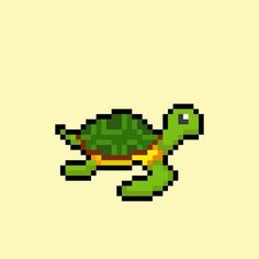 an image of a turtle pixelated in the style of 8 bit video game art