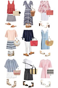 Everything is just $30 or less! Capsule Fashion, Summer Suitcase, Penny Pincher Fashion, Capsule Dressing, Gingham Embroidery, Capsule Closet, Packing Ideas, Spring Outfit Ideas, Spring Capsule Wardrobe