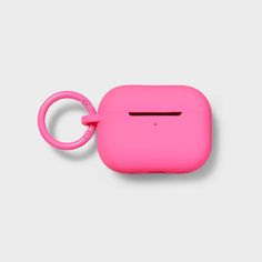 an apple airpods case is shown with a keychain attached to the back