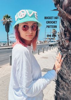 Women's summer bucket hat PDF CROCHET PATTERN for instant downloading. US abbreviations. This is NOT finished product, only crochet pattern! Designed by Julie Malic. Materials: - 3.5 mm crochet hook; - DK cotton yarn 100 gr / 220 m (3.53 oz / 240.6 yd);  - fluffy yarn 70 m / 150 g (5.28 oz / 76.55 yd); - sewing needle and thread, scissors. Difficulty level: advanced beginner. Cute sunhat with brim pattern includes ONE size: 56 - 58 cm head. Instant digital PDF download. The PDF file contains wri Hippie Hats, Summer Bucket Hat, Hippie Hat, Vacation Hat, Knit Wrap, Summer Bucket, Crochet Chart, Beach Hat, Knitting Tutorial