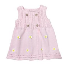 JBB0713 Pink / 130(4T) Knitted Princess Dress Knee Length Sweater Dress, Knee Length Sweater, Girls Knitted Dress, Birthday Clothes, Sweater Sleeveless, Flowers Autumn, Vest Skirt, Embroidered Vest