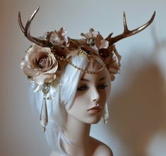 Shop Headdresses on Etsy ::: To request a custom headdress, Contact Ka. ::: Mannequin Head, Fantasy Wedding, Fantasy Costumes, Cosplay Halloween, Bridal Crown, Wedding Crown, Costume Makeup, Fantasy Jewelry, Fantasy Clothing