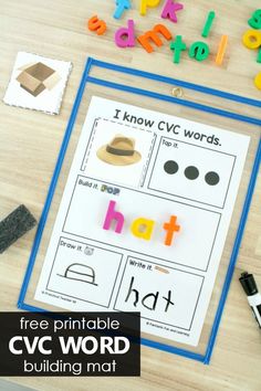 a printable cvc word mat with letters and numbers