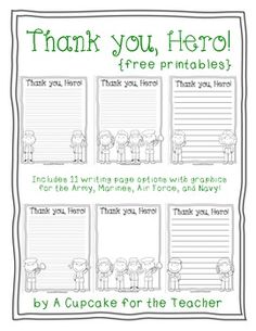 a thank card with the words thank you, hero free printables on it