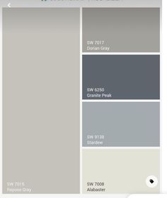 some gray and white paint colors with the same color scheme for each room in this house